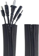 Wrap-It Storage Zipper Cable Sleeve, Black, 36