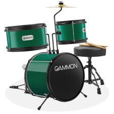 Gammon 3-Piece Junior Drum Set with Throne - Green, Complete Beginner Kit picture