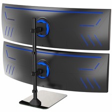 Dual Vertically Stacked Ultra-Wide Monitor Desk Stand with Glass Base, Extra ... picture