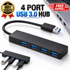 USB 3.0 Hub 4-Port Adapter Charger Data SLIM Super Speed PC Mac Laptop Desktop picture