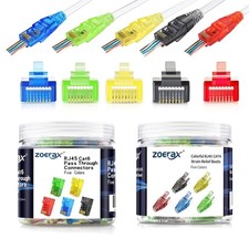 ZOERAX Cat5e Cat6 RJ45 Pass Through Connectors & Strain Relief Boots Clolor picture