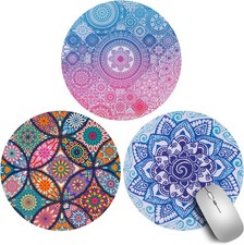Mouse Pad Mat 3 Pack Small Round Soft Non-slip Rubber Mandala Blue Pink picture