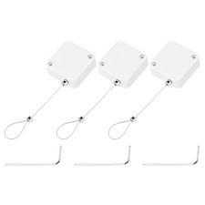 4.9 ft Retractable Cable Security Lock with Latch 600g, White, 3 Pack picture