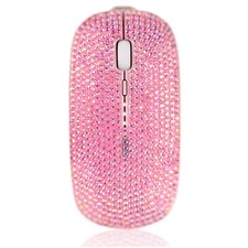Pink Colorful Bling Luxury Crystal Rhinestone 2.4G Wireless Mouse for Laptop ... picture