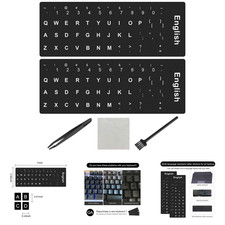 English Keyboard Stickers with White Lettering, Universal Replacement for picture