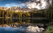 Landscape nature alps dolomites mountains lake trees Custom Gaming Mat Desk picture