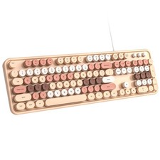 Wired Typewriter Keyboard 104 Keys Full Size USB Office Keyboard Cream picture
