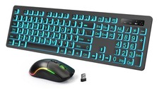 Backlit Large Print Wireless Keyboard and Mouse Combo, 2.4G Full Size Black picture