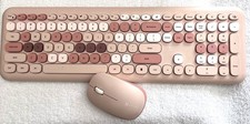 Wireless Keyboard Mouse Combo Pink Rose USB Receiver Tested and Works picture