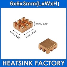 6x6x3mm Pure Copper Heatsink for cooling PCB CPU IC VRM without tape picture