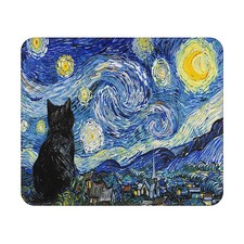 Starry Night Cat Mouse Pad 9.5x7.9 Inch with Anti-Slip Rubber Base for Home |... picture