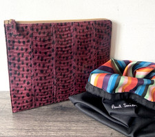 PAUL SMITH iPAD DOCUMENT FOLIO CASE PURPLE WHIPSNAKE LEATHER MADE IN ITALY picture