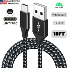 1-10X For Samsung Android Phone 10ft USB Type C Fast Charger Charging Cable Lot picture