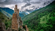 Landscape nature old building mountains r Custom Gaming Mat Desk picture