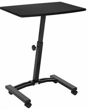 Seville Classics Mobile Laptop Stand Cart Black Adjustable Wheels WEB162 picture