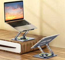Laptop Stand for Desk, Adjustable Computer Stand with 360° Rotating Base (Grey) picture