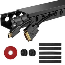 Updated Cable Raceway Kit - 77 (5x15.4) Inch Open Slot Wire Covers for Cords, Un picture