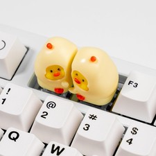 Cute Duck Mechanical Keyboard Keycaps, Cream Yellow Resin, 1U Size, MX Switch... picture