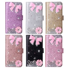 Luxury Diamond Bow Flower Wallet Cover Case For 17 16 15 14 13 12 11 Pro Max 17E picture