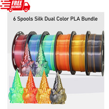 6 1.75mm 3D Printer Filament Silk PLA Red-Black Orange Gold Green Blue Purple picture