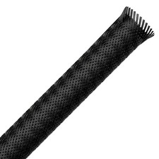 1 2 10 ft Black Expandable Braided Cable Sleeve PET picture