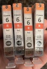 Four Canon BCI-6R Red Ink Cartridges Ink Jet Brand New Factory Sealed No Box picture