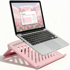 Cute Pink Laptop Stand Desk Adjustable Foldable Riser Ventilated AntiSlip picture