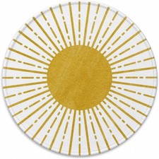 Boho Yellow Round Mouse Pad, 7.9x7.9 Inch | Sun Sunset Sunshine Small Mousepad, picture
