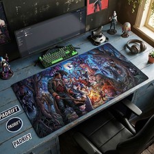 Horror Villains Night Forest XL Gaming Mouse Pad, Horror Icons Desk Mat picture