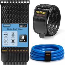 Trilancer Elastic Cinch Straps with Anti-Slip Strips, 12'' X 1.5'' (8 Pack) picture