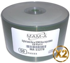 100-Pak MAM-A (Mitsui) DIGITAL-AUDIO Silver Inkjet Printable CD-R's, #11278 picture