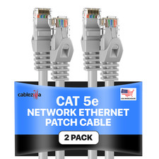2-Pack - Gray CAT5e Ethernet Patch Cord RJ45 UTP LAN Cable 1.5FT - 200FT LOT picture