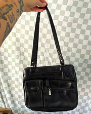 Black Faux Leather Shoulder/Messenger Bag Solid Adjustable Strap picture