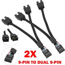 2pc 15cm Motherboard USB 2.0 9 Pin Header 1 To 2 Extension Hub Splitter Adapter picture