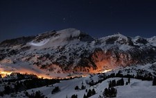 Landscape night mountains sky winter snow lights ski Custom Gaming Mat Desk picture