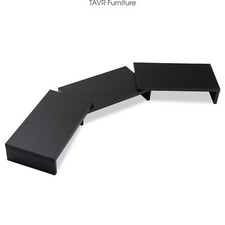 TAVR Wooden Dual Monitor Stand Risers with Length & Angle Adjustable 3 Shelf picture