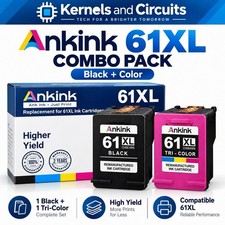 Ankink 61XL Black Tri-Color High Yield Ink Combo 2PK for HP CH563WN CH564WN picture