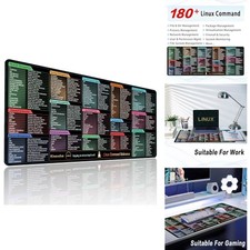 Linux Cheat Sheet Mousepad XL Desk Mat File Networking System Process Commands picture