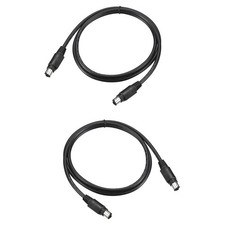 2Pcs 6P 3.28 Feet PS/2 Extension Cable Mouse Keyboard Male to Male Black picture