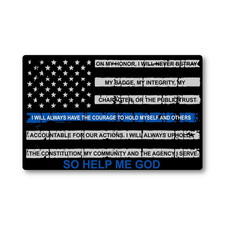 Thin Blue Line American Flag Sticker, Vinyl Printed Decal - Police Officer Oath picture