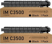 TWO Black Compatible IM C3500 Cartridge Replacements for IM C3000/3500 Lanier picture