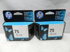2 HP 75 Original Tri-Color Ink Cartridge Hewlett Packard Exp 02/25 & 05/25 (I6K) picture