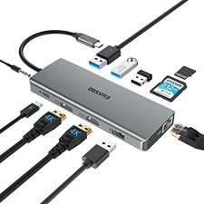 EUASOO 11 IN 1 TRIPLE DISPLAY USB C DOCKING STATION DUAL 4K HDMI ES-HB007 - GRAY picture