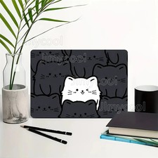 2 Piece Black White Cat Design PVC Laptop Skin Easy To Apply Traceless 39x27cm picture