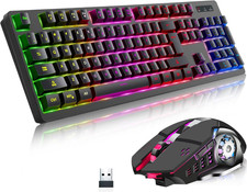 Wireless RGB Gaming Keyboard and Mouse - Rechargeable RGB Backlit,Long Battery L picture