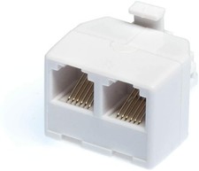 Duplex Modular Phone Wall Jack Adapter (WHITE) RJ11 - Splitter | Three Pack picture