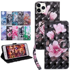 Strap Flower Tiger Wolf Cat Card Wallet Cover Case For 16 15 14 13 12 Pro Max picture