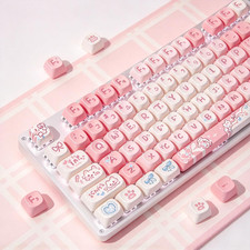 Pink Cute Keycaps, Anime Cat Keycap Set , PBT MOA Profile, Double Shot picture