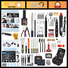 142Pcs 3D Printer Tool Kit - Rotary Tool, Heat Gun, Nozzle, Deburring Tools & Ca picture