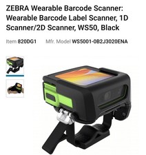 WS50 ZEBRA Wearable Barcode Label Scanner:  1D Scanner/2D Scanner, WS50, Black picture